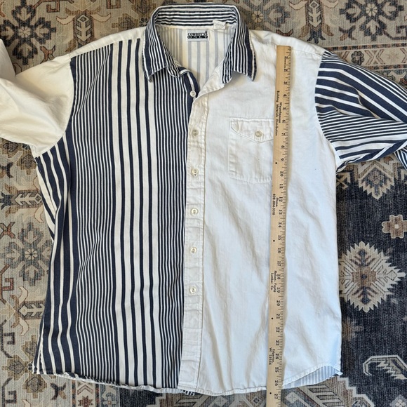 VTG Cowboy’s Only Navy and White Striped Pattern Button Down Shirt Men’s Size XL - Picture 11 of 12